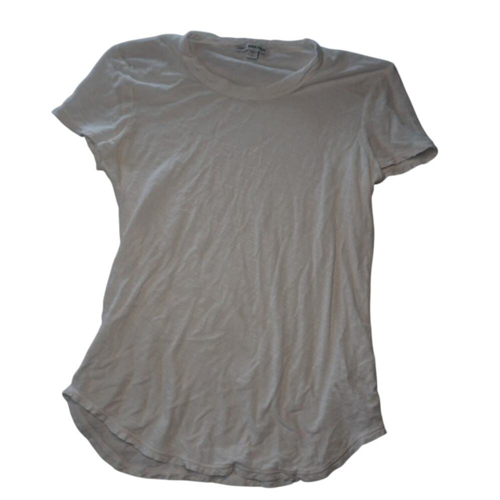 james perse standard t shirt size 1 white short sleeve curved hem